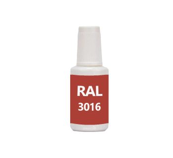 RAL 3016 Coral Red. Penselflaska med vattenbaserad bttringsfrg 20 ml