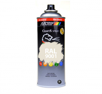 RAL 9001 Cream White. Snabbtorkande akryllack i sprayburk 400 ml. Fr bde inom- och utomhusbruk