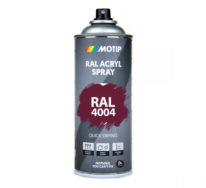 Akrylspray RAL 4004 Bordeaux Violet | Snabbtorkande akryllack fr bde inom- och utomhusbruk 400 ml
